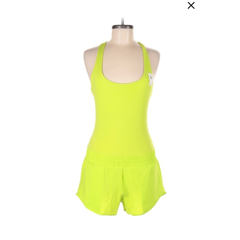 Athletic Works Neon Yellow Racerback Tank Romper Activewear Size‎ M